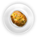 Baked Potato With Cheese And Ham 
